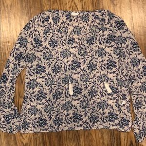 Cream/ with Blue Blouse with Tassels